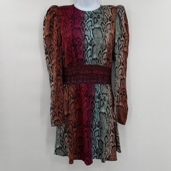 AFRM Women's Snake Ombre Cut-Out Back Smocked Waist Long Sleeves S/P NWT - Picture 2 of 15